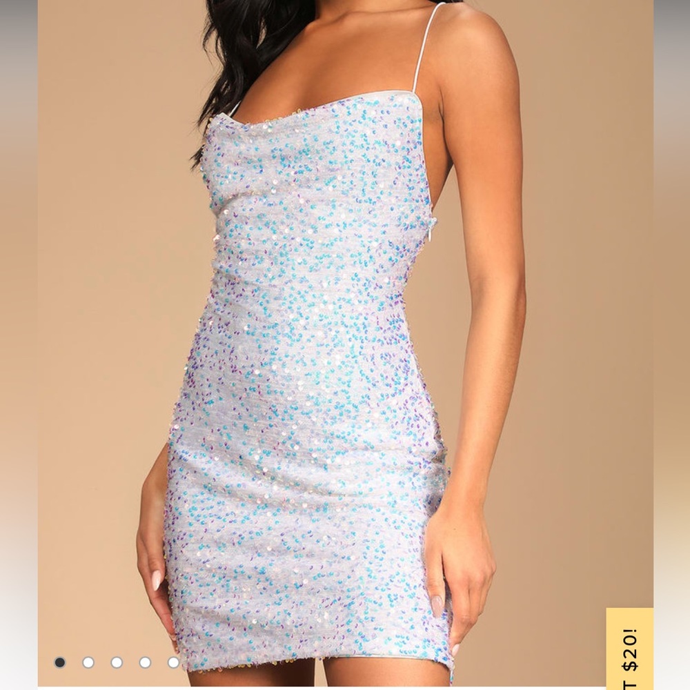 Lulus sparkle More white  iridescent mini sequin dress